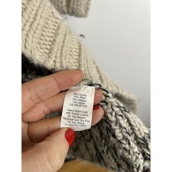 Alpaca Wool Blend Thick Heavy Open Cardigan Women's TEA Size Small Elbow Sleeve - Picture 4 of 9